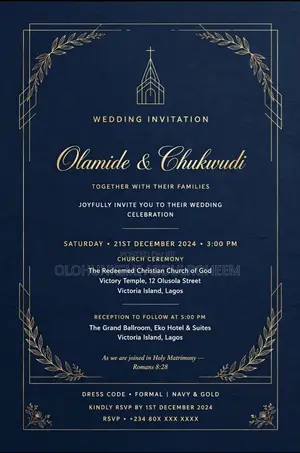 Mushin Wedding Invitation Card Template N3000 - 3 Pack