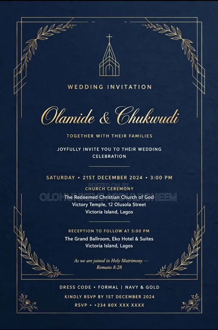 Mushin Wedding Invitation Card Template N3000 - 3 Pack