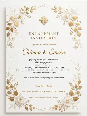Mushin Wedding Invitation Card Template N3000 - 3 Pack