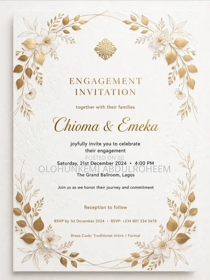Mushin Wedding Invitation Card Template N3000 - 3 Pack