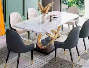 Luxury White Marble - Top Dinning Table Set.