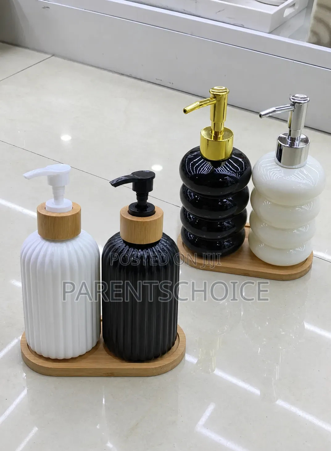 Ribbed-Design Liquid Soap and Lotion Dispenser Set