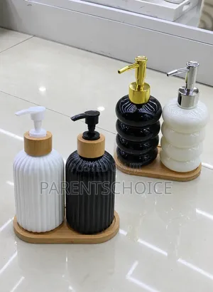 Ribbed-Design Liquid Soap and Lotion Dispenser Set
