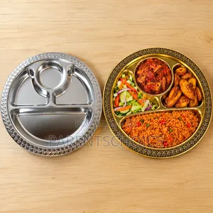 Stainless Steel 4-Partition Dinner Plate Silver / Gold -30cm/35cm