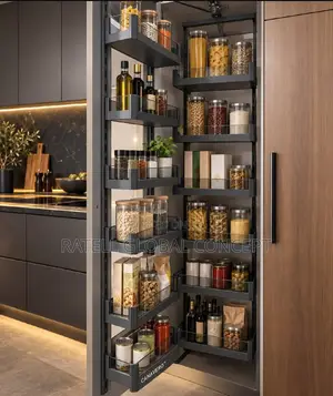 Glass Kitchen Pantry Storage Unit