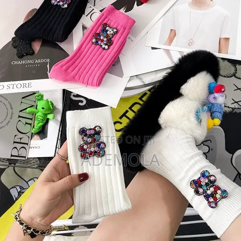 Luxury Rhinestone Bunny Socks - 7 Colors - Sparkle