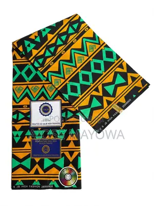 6 Yards Ankara Green Gold Black U&JB - Original -Lekki Pay on Delivery