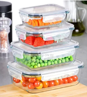 4in1 Borosilicate Glass Food Container Set With Airtight Locking Lids