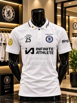 Chelsea FC White Official Polo Shirt Classic Football Club Jersey