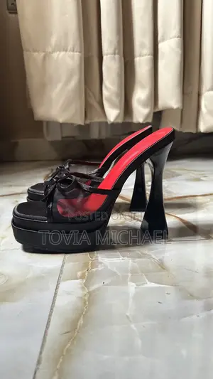 Elegant Female Back Platform Chunky Heels With Red Insole- Size 38