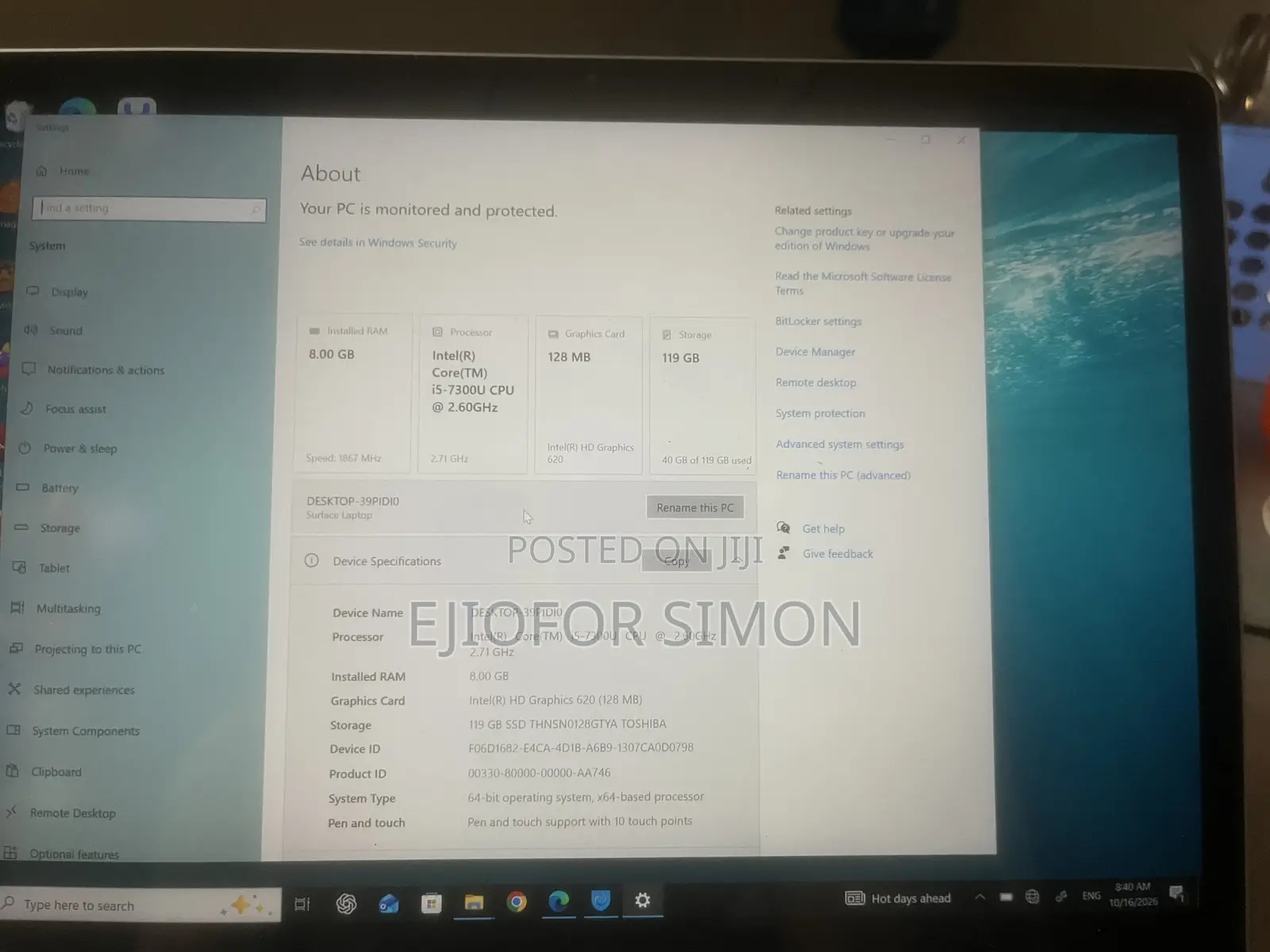 Laptop Microsoft Surface Laptop 4 8GB Intel Core i5 SSD 128GB