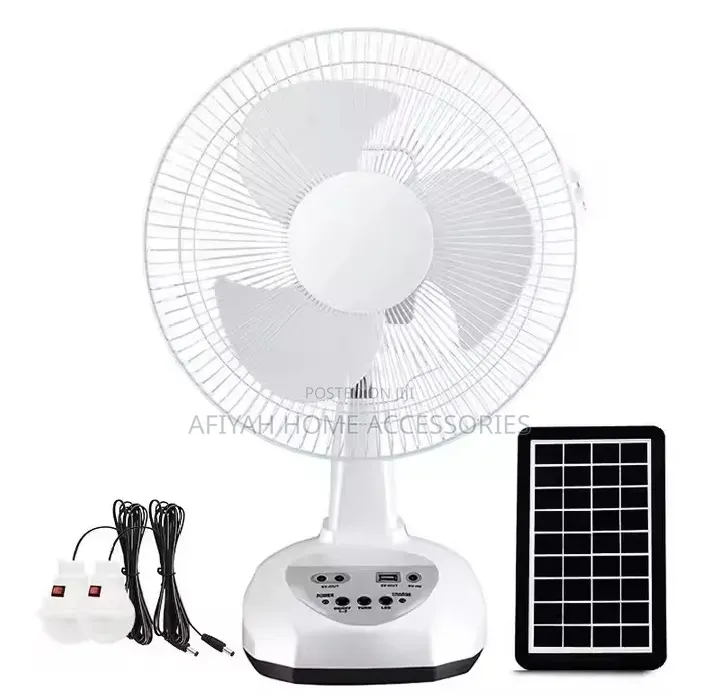 Solar Fan With 2 Bulbs