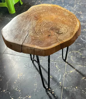 Oak Wooden Side Stool With Iron Legs