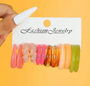 6 Pairs Acrylic C-Shape Earrings Set (Pre-Order)