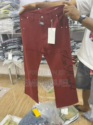 Flared Script Jeans - High Waist Wide-Leg Baggy Denim - 3 Colors