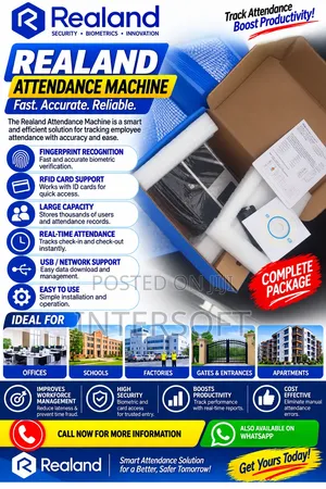 Realand WiFi Time Attendance Fingerprint Machine With Back Up Battery