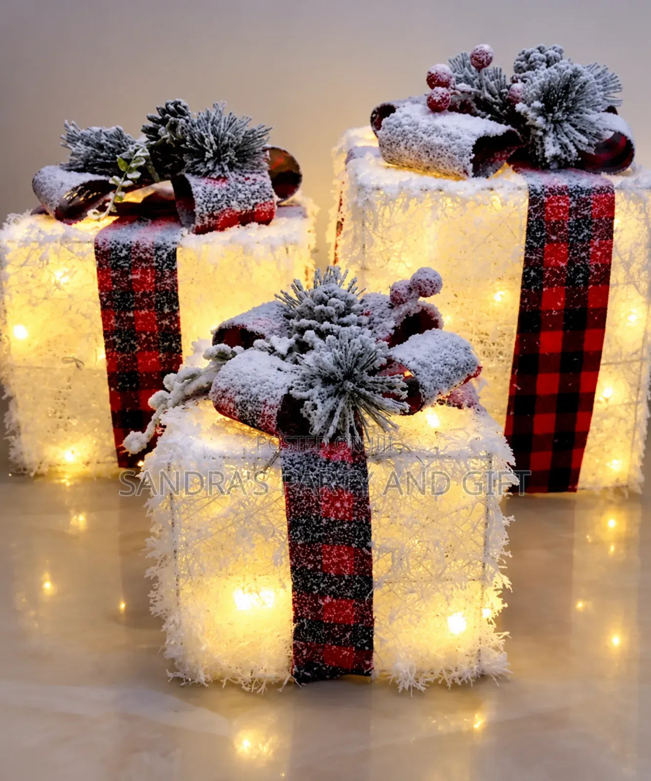Christmas Prelit Snow Boxes