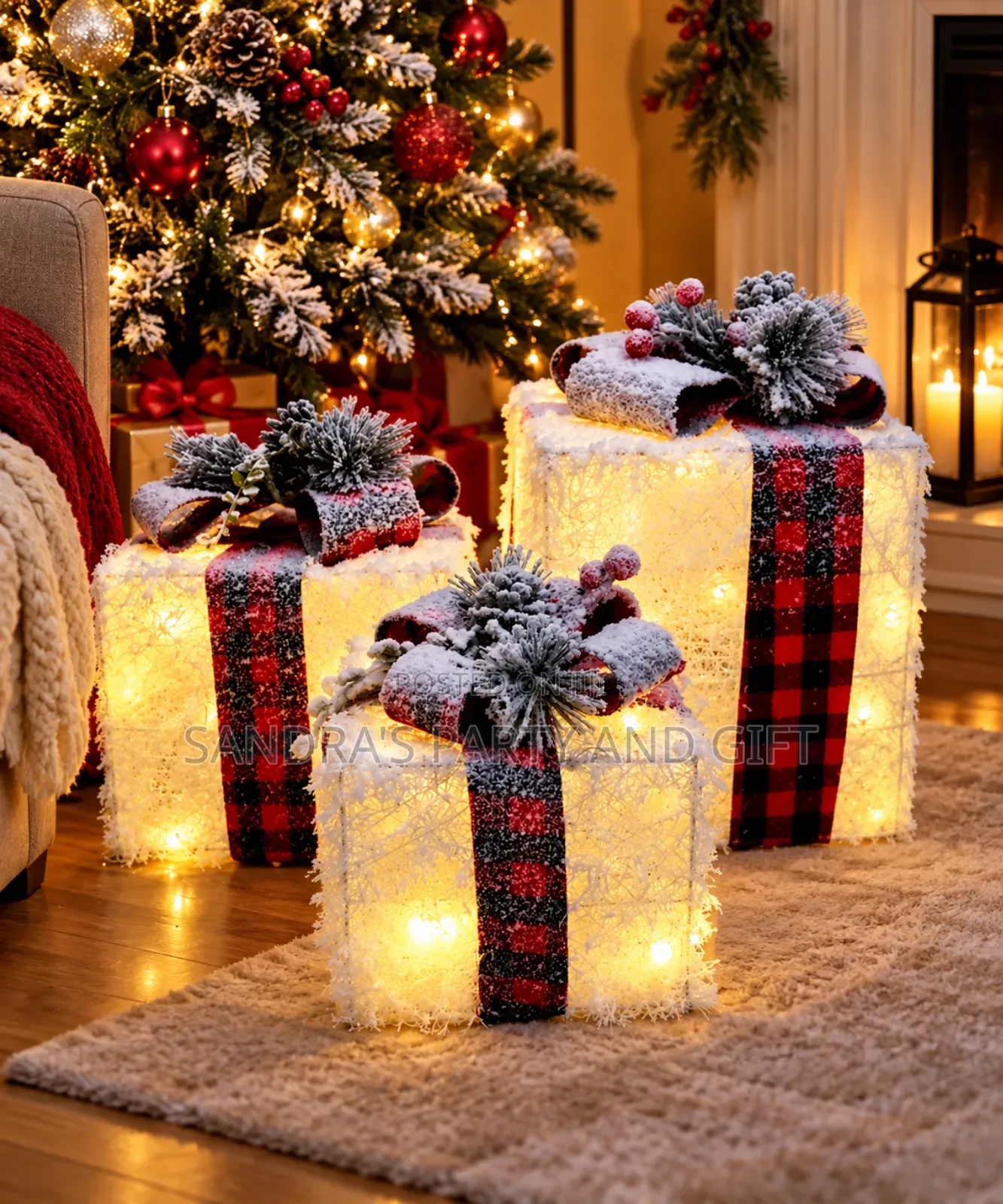 Christmas Prelit Snow Boxes