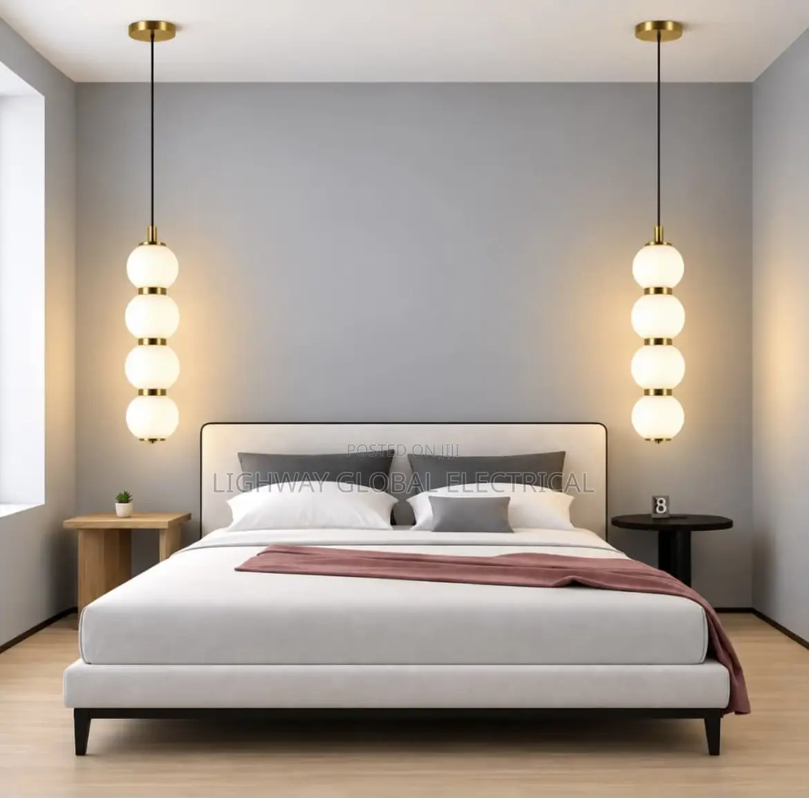 A Set of Four Bin High End Nordic Bedside Drop Light With Eye Care.