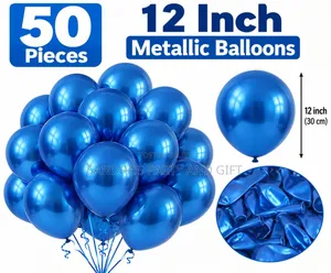 12-Inch Blue Chrome Metallic Balloons for Party Decoration