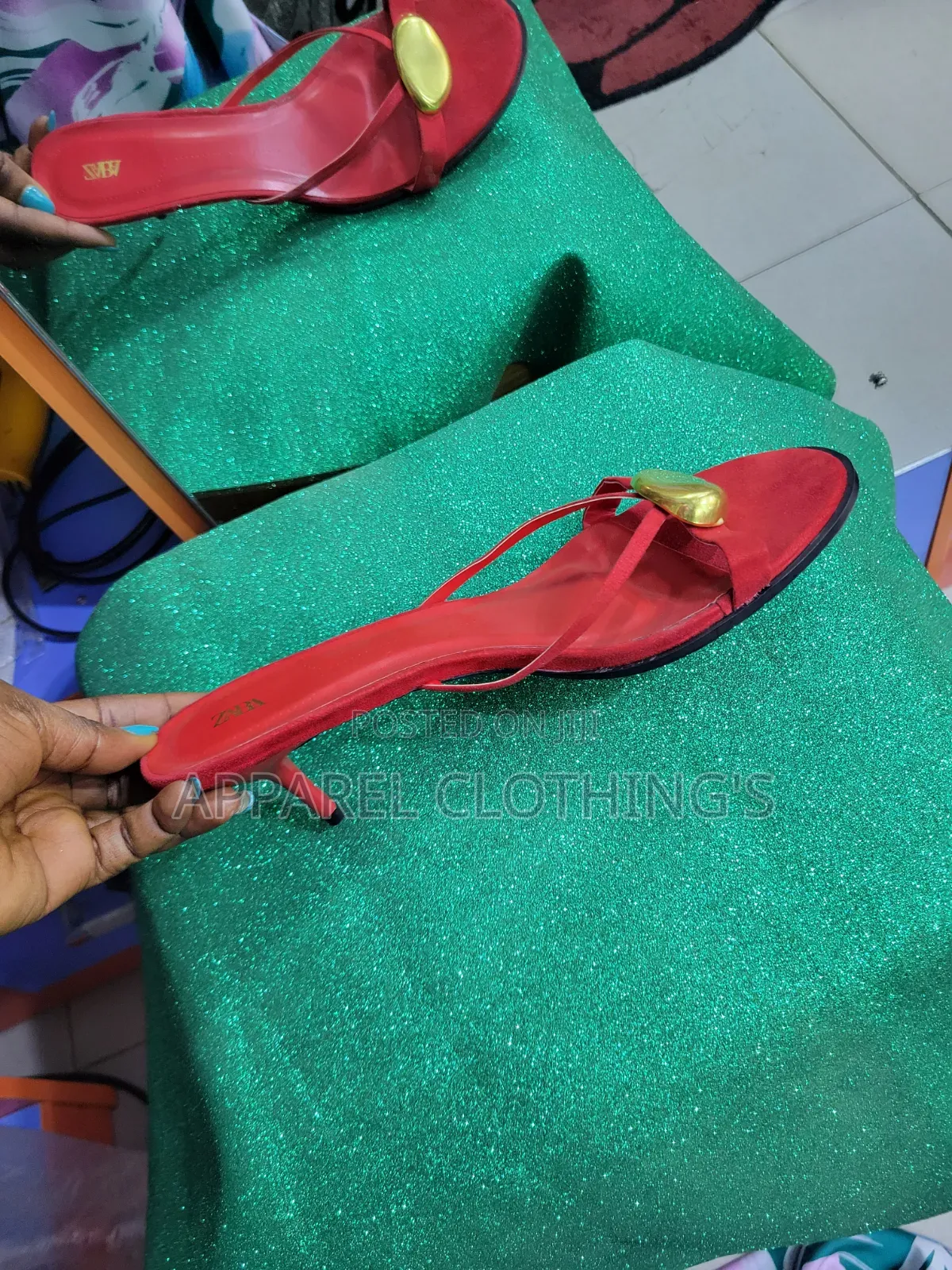 Zara Red Kitten Heel Slip On