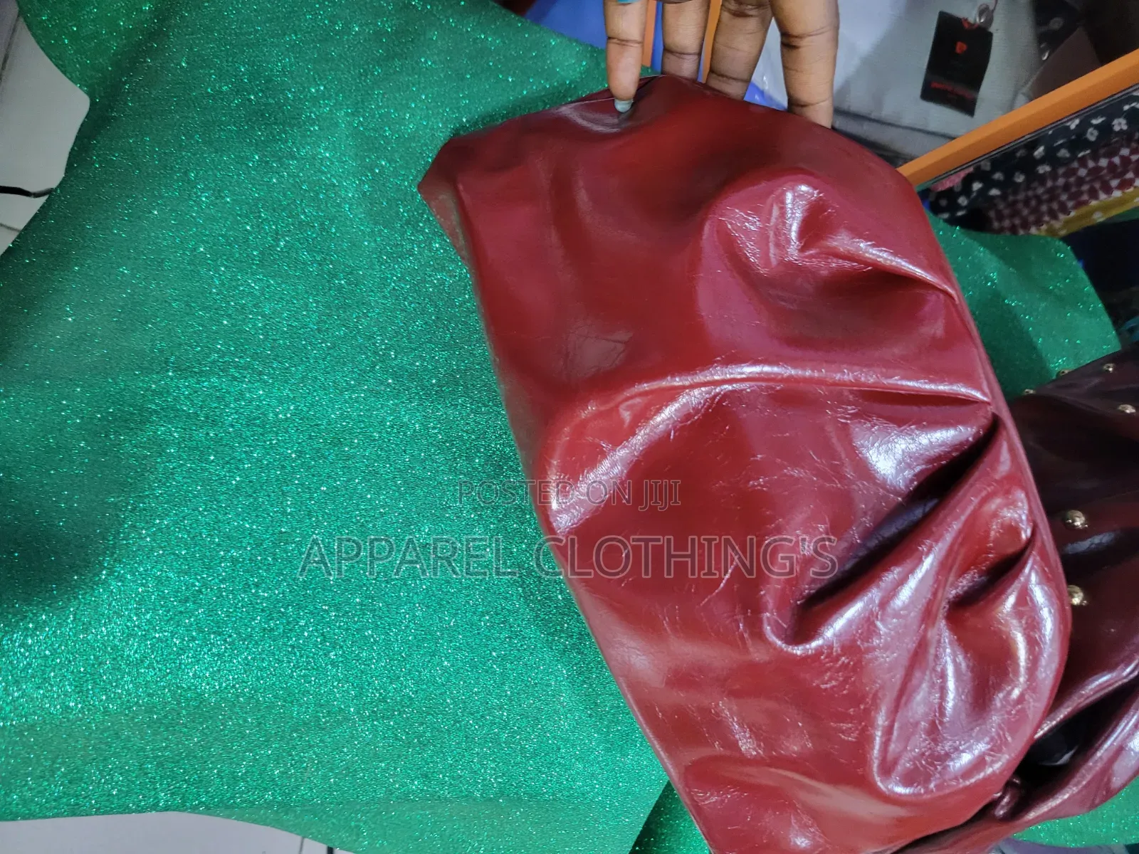 Wine Medium Studded Party Clutch