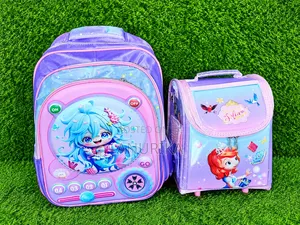 Girls' Pink and Purple School Bag Set – 2-Piece Backpack and Lunch Bag