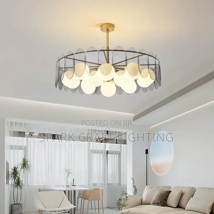 Modern Simple Luxury Adjustable Height Iron & Glass Energy Saving