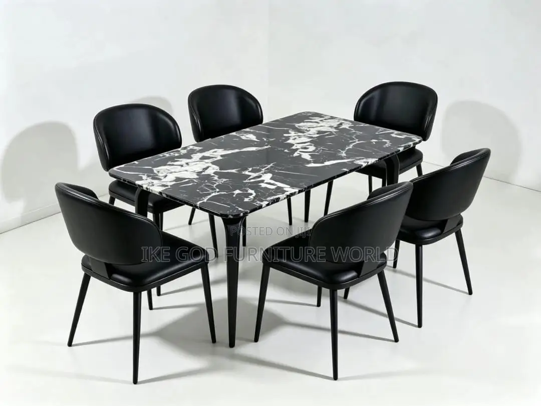 6seater Imported Turkey Marble Dining Table With Solid Chair