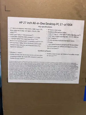 New Desktop Computer HP AiO 27 16GB Intel Core Ultra 7 SSD 1T