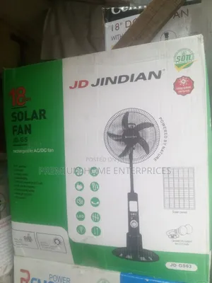 JC JINDIAN Rechargeable Solar Standing Fan 18 Inches