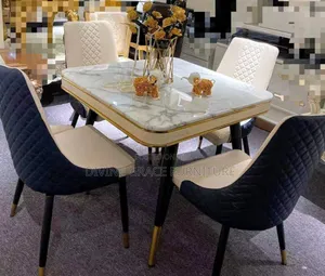 Luxury Marble-Top Dining Set by Four Chairs