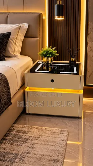 Smart Bedside/Center Table With Safe+wireless Charger/ Led