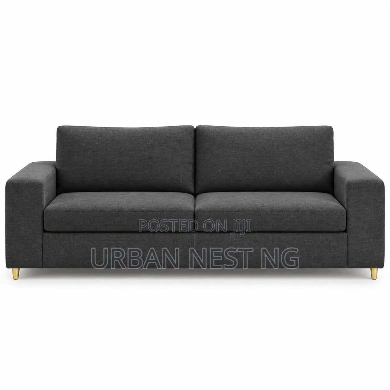 Modern 3-Seater Gray Fabric Sofa