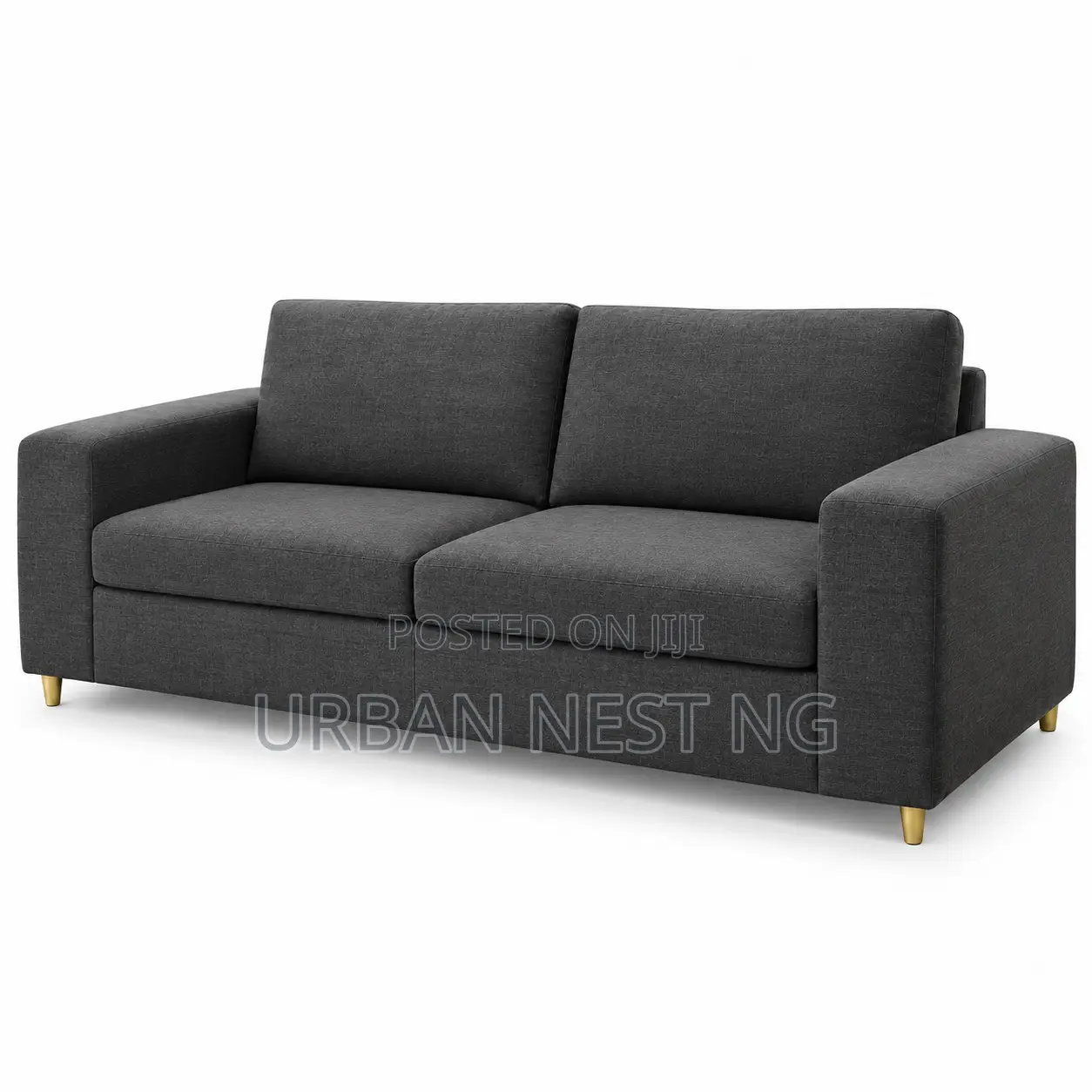 Modern 3-Seater Gray Fabric Sofa