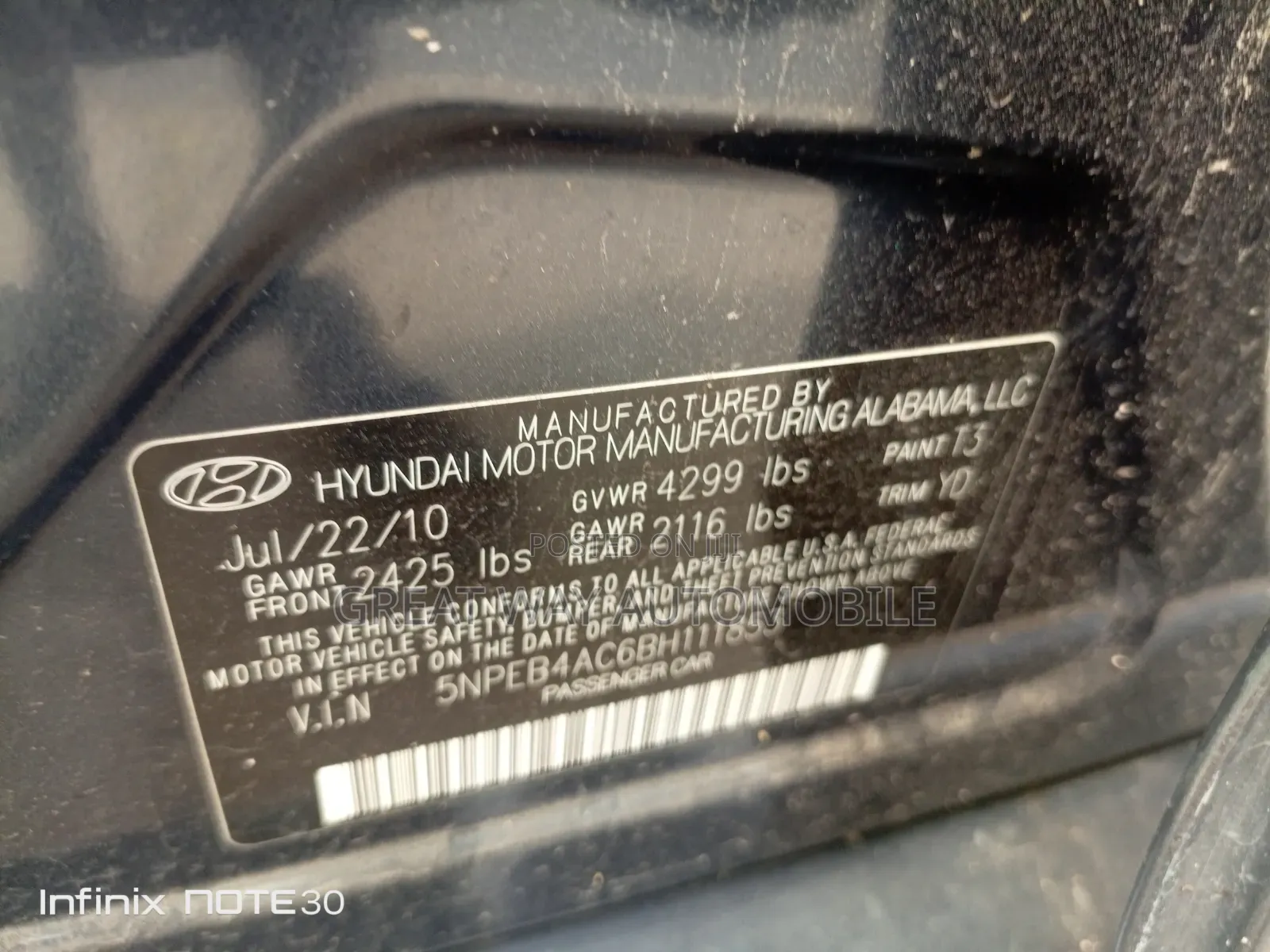Hyundai Sonata 2010 Gray