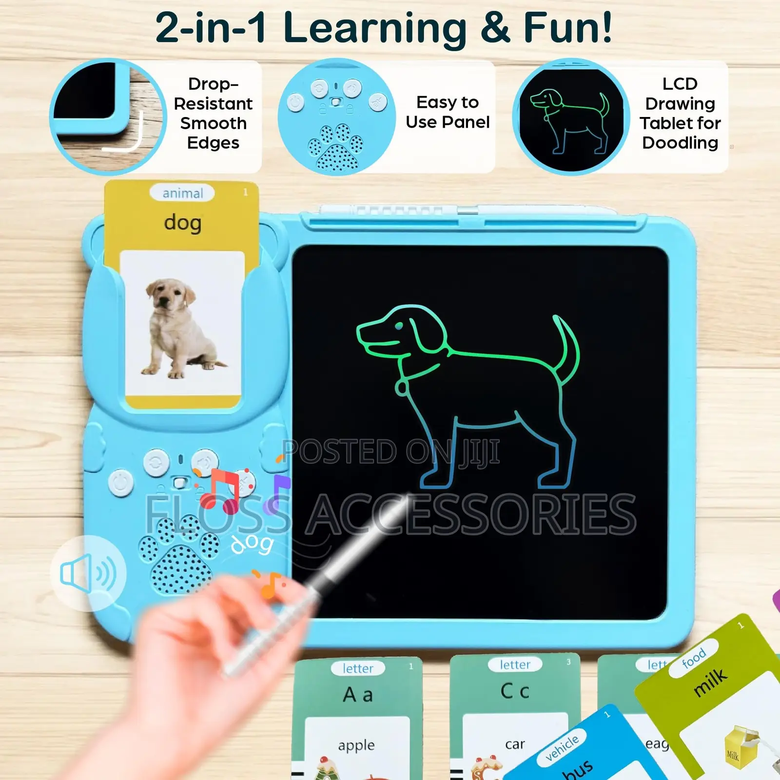 2-in-1 Talking Flash Cards Reader and LCD Writing Tablet