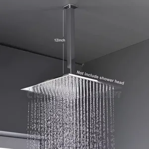 New 12 Inch Ceiling Mount Shower Arm - Square Chrome Extension Pipe