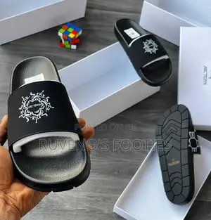 Arc'teryx Black Designer Slide (Palm Slippers)with White Logo