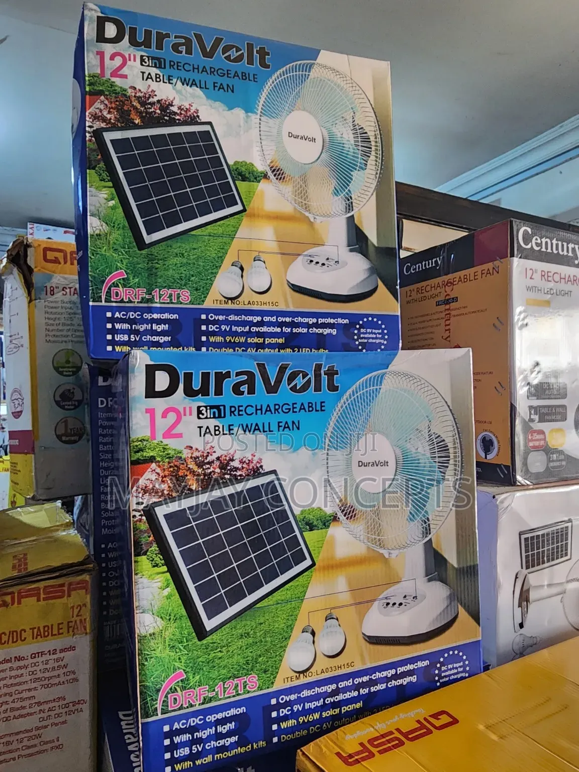 3in1 Duravolt Solar Rechargeable Table/Wall Fan