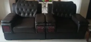 Modern Black Leather Complete Set Sofa