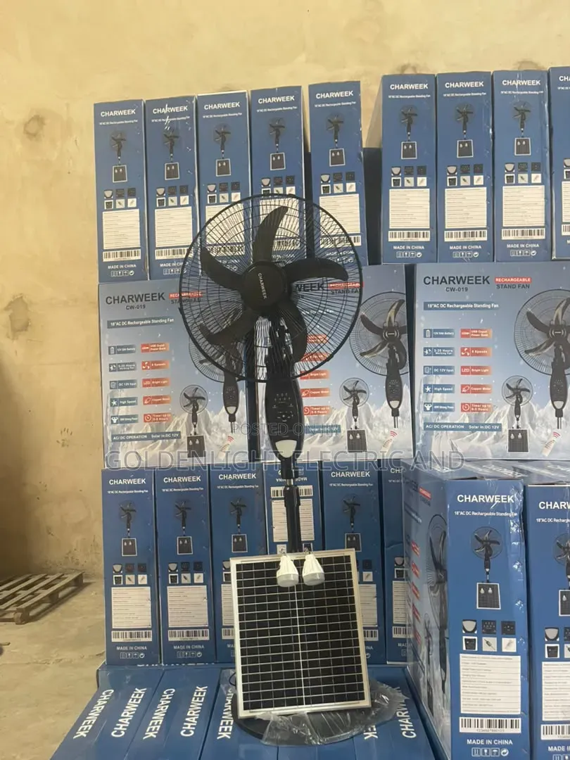 Charweek 18inches Solar Rechargeable Standing Fan