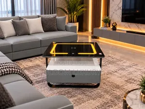 Smart Table+side Table With Wireless Charger, Led & Fingerprint Lock.