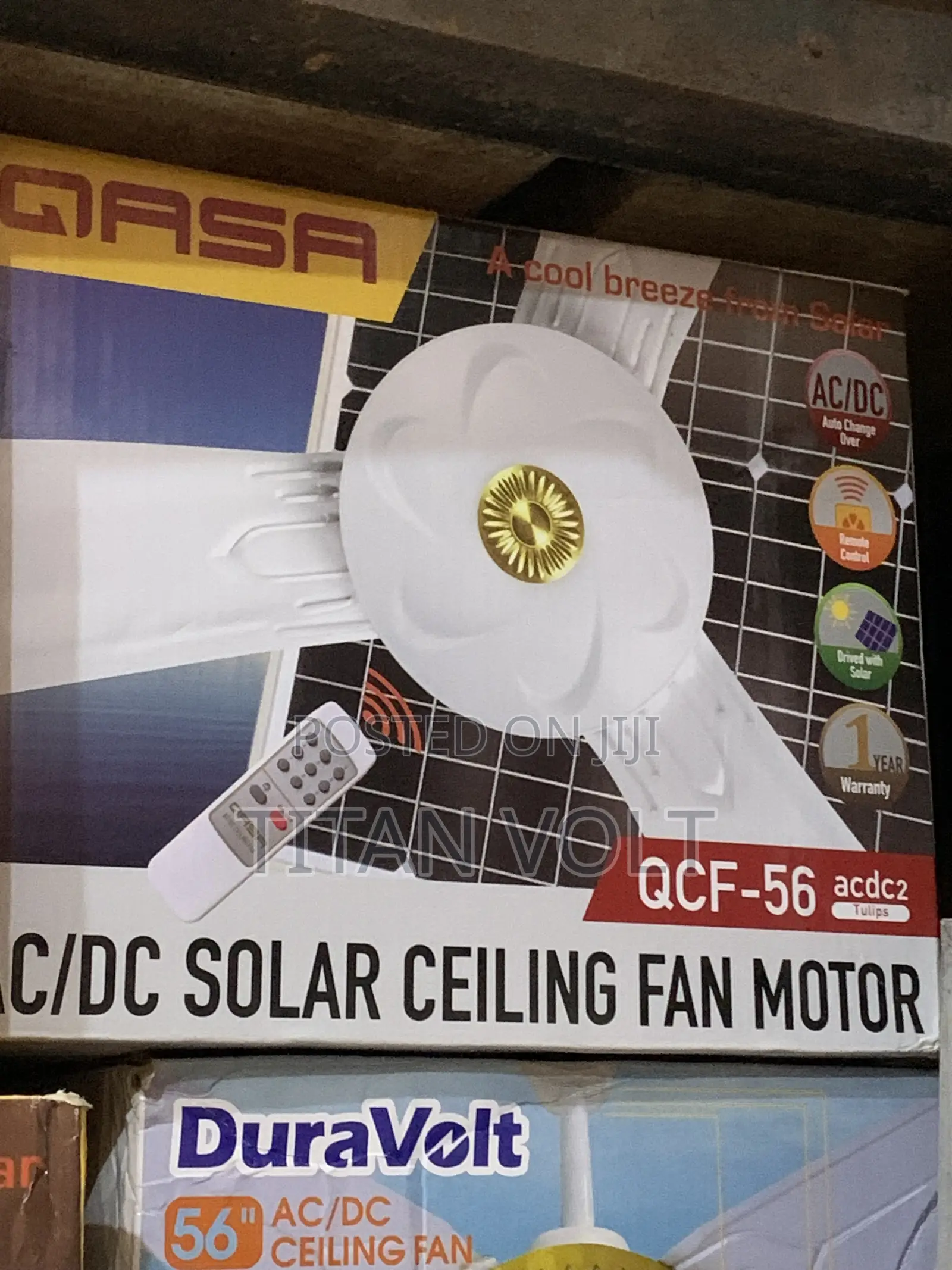 AC/DC Hybrid Solar Ceiling Fan