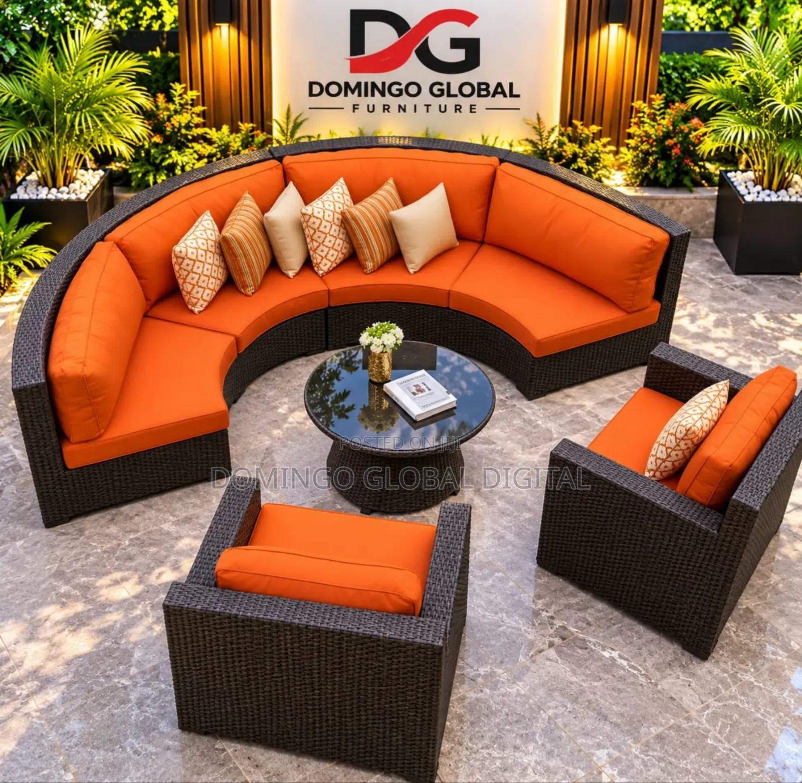 Curved Rattan Sectional Outdoor Sofa Set