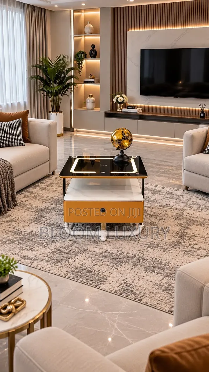 Gold Luxury Smart Center Table, Coffee/ Side Table