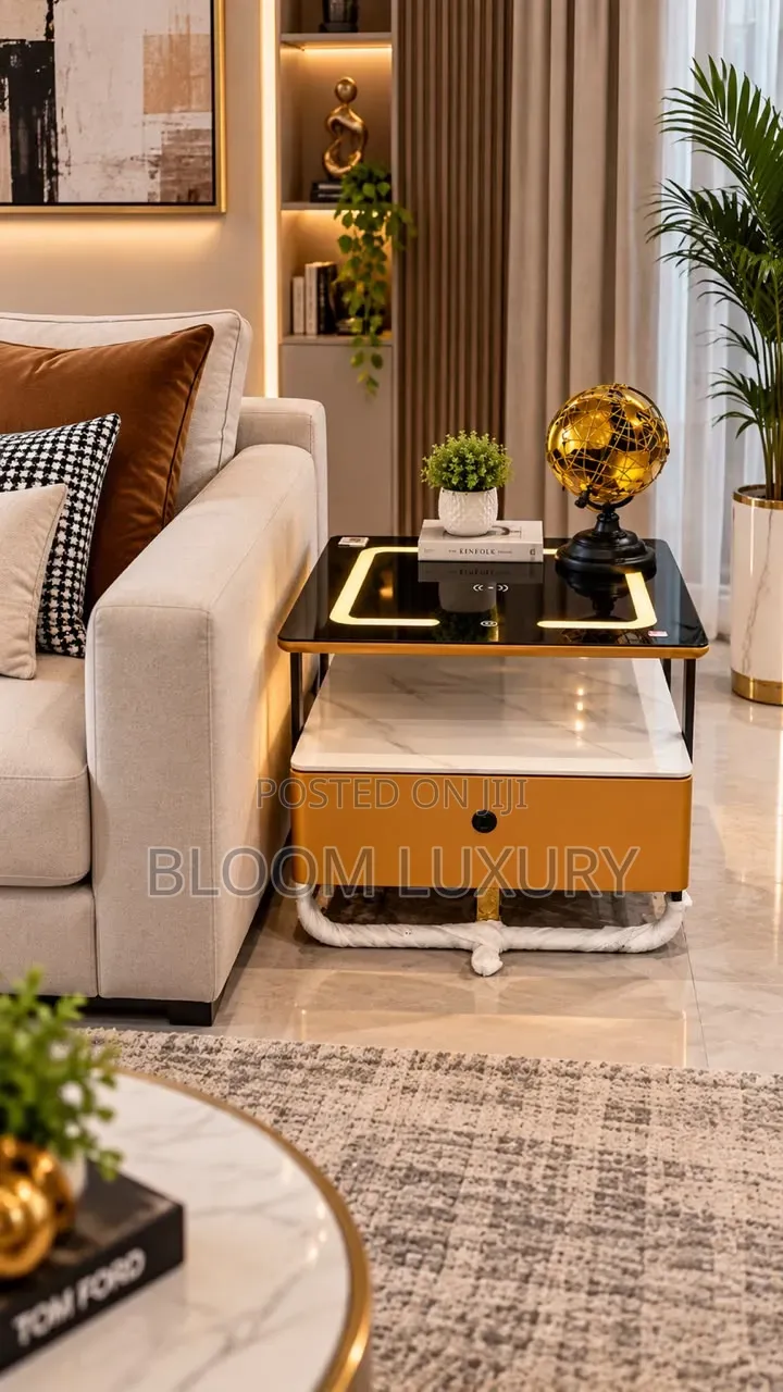 Gold Luxury Smart Center Table, Coffee/ Side Table