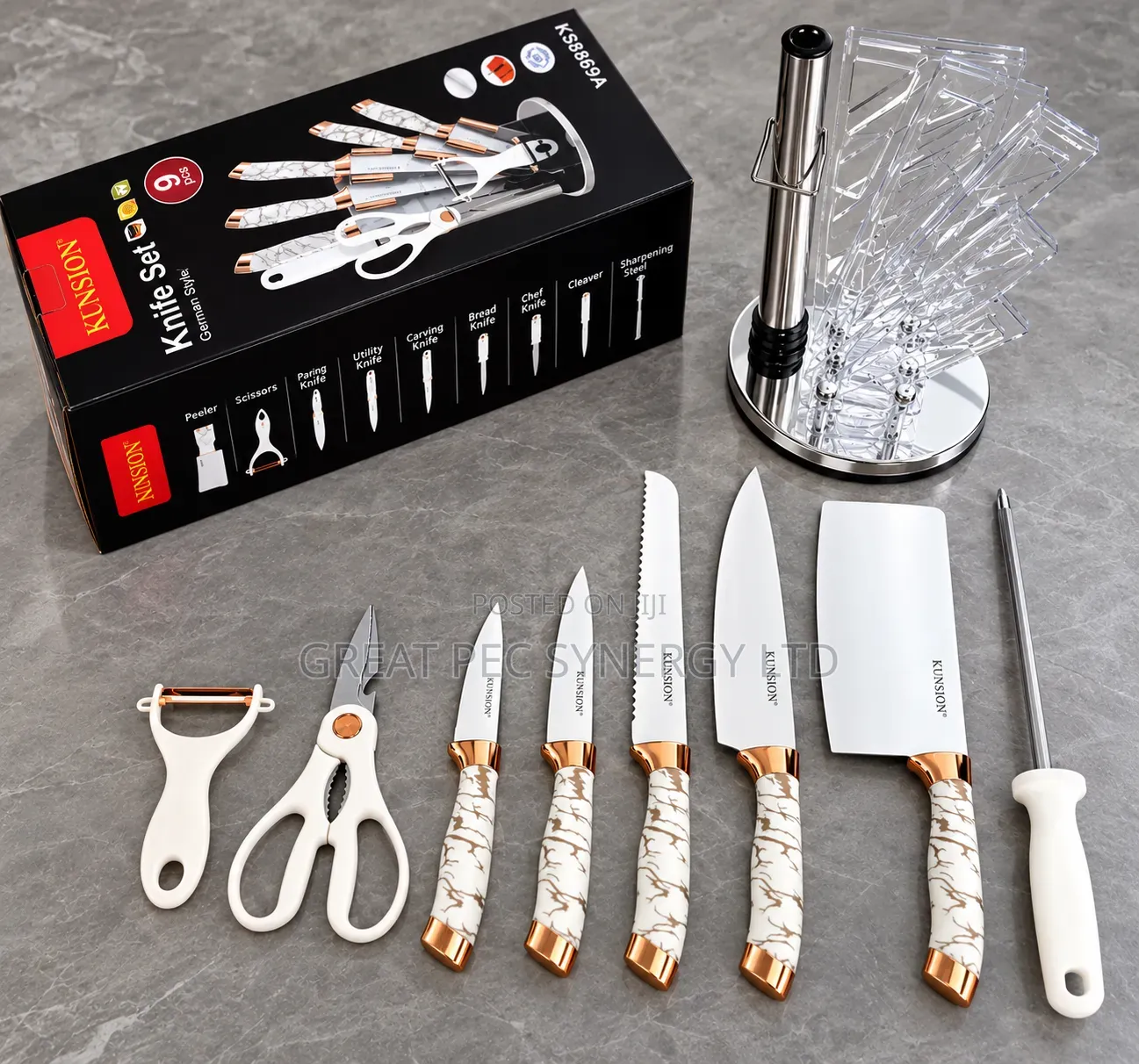 Knife Set With Rack and Base - Knives