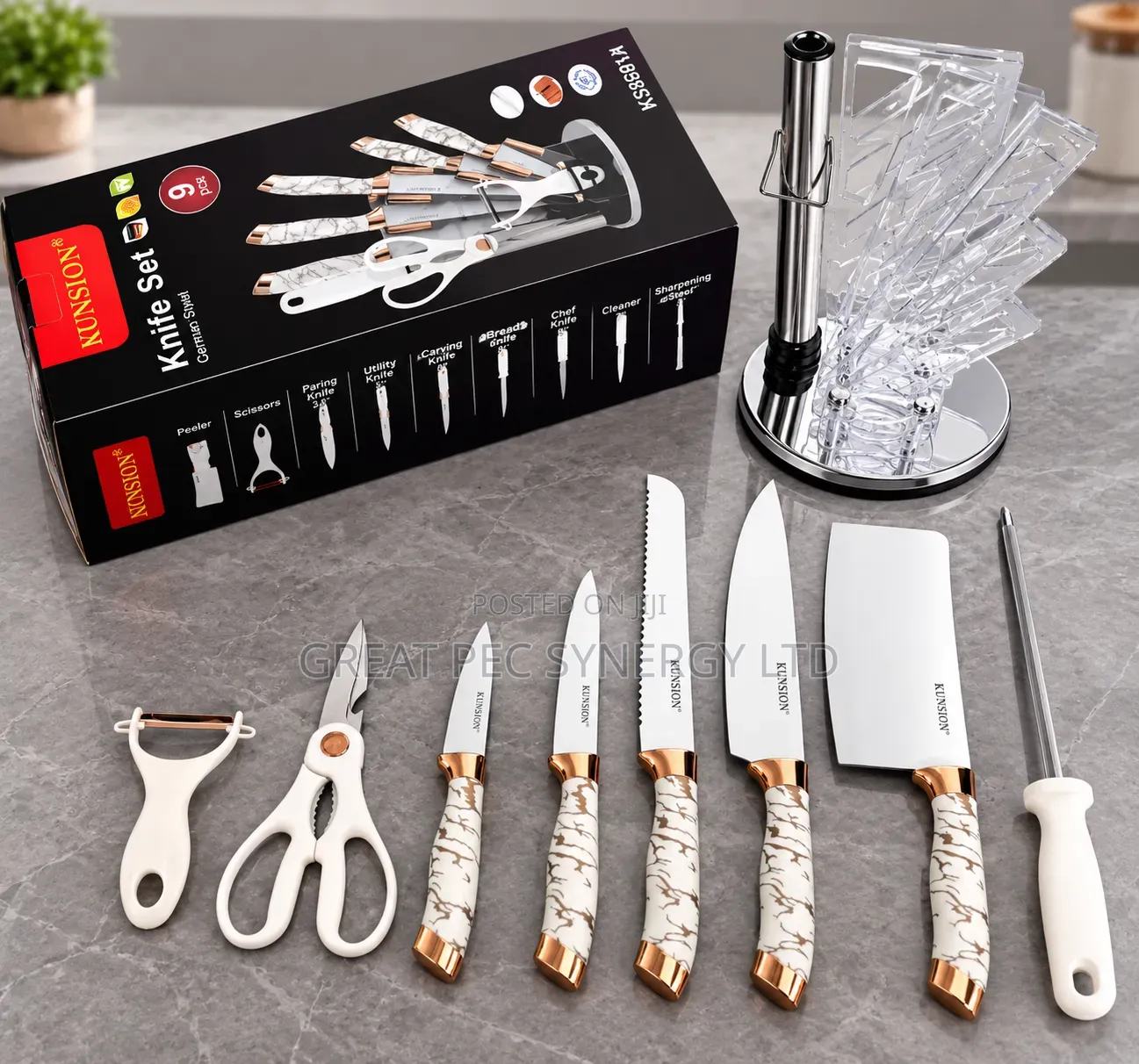 Knife Set With Rack and Base - Knives