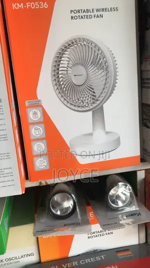 KM- FO536 Portable Wireless Rotated Fan - Rechargeable- Brand New